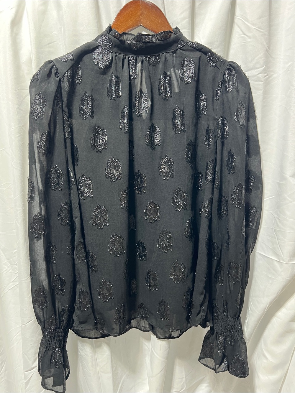 DO+BE Black Sheer Glitter Medallion Blouse